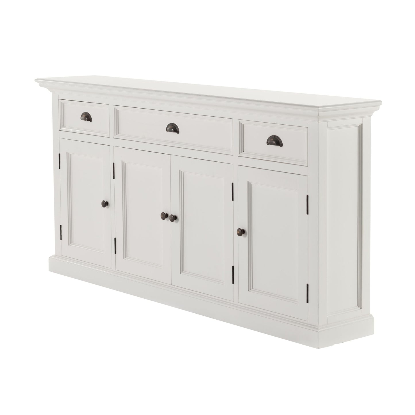 NovaSolo Halifax 65" Classic White Mahogany Buffet With 4 Doors & 3 Drawers