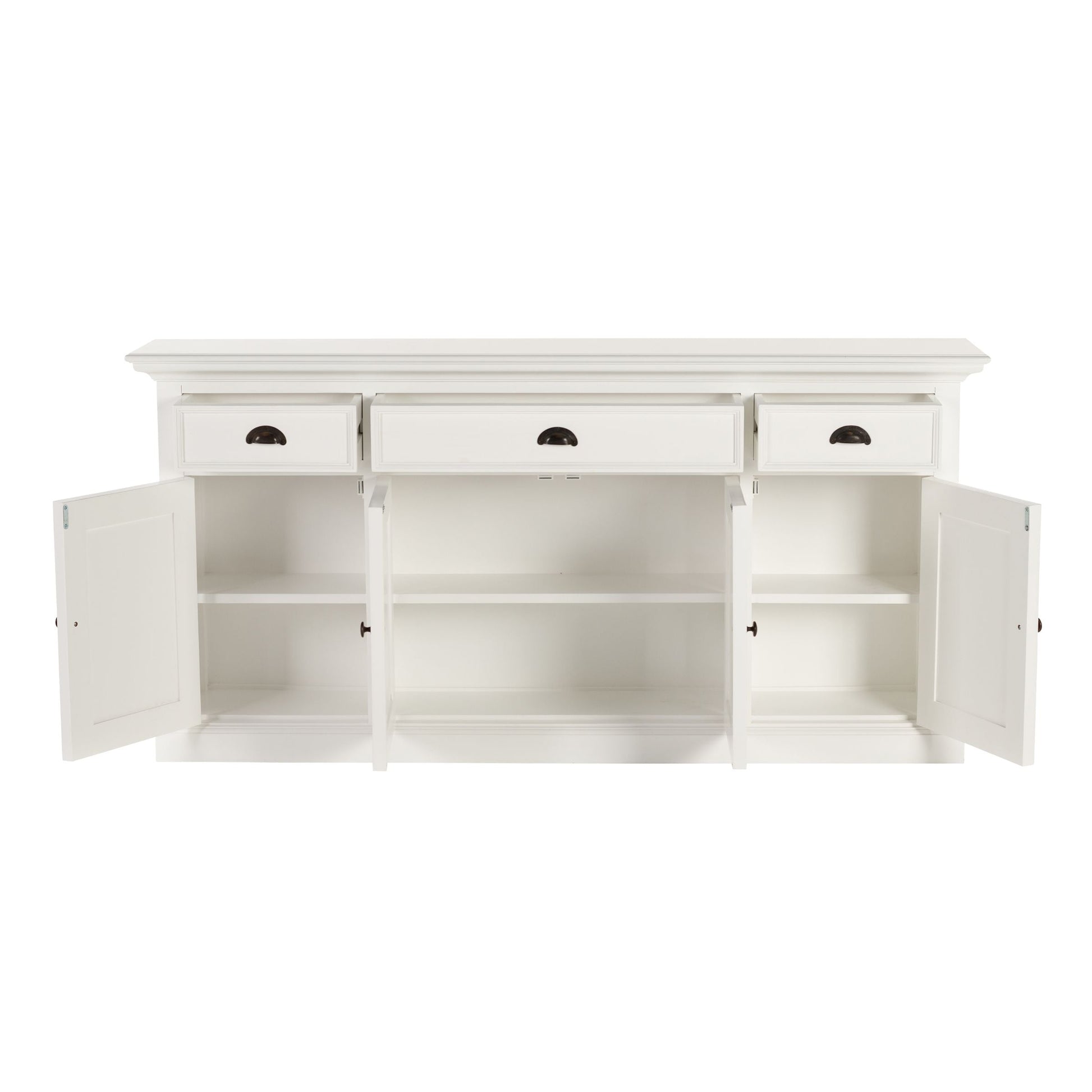 NovaSolo Halifax 65" Classic White Mahogany Buffet With 4 Doors & 3 Drawers