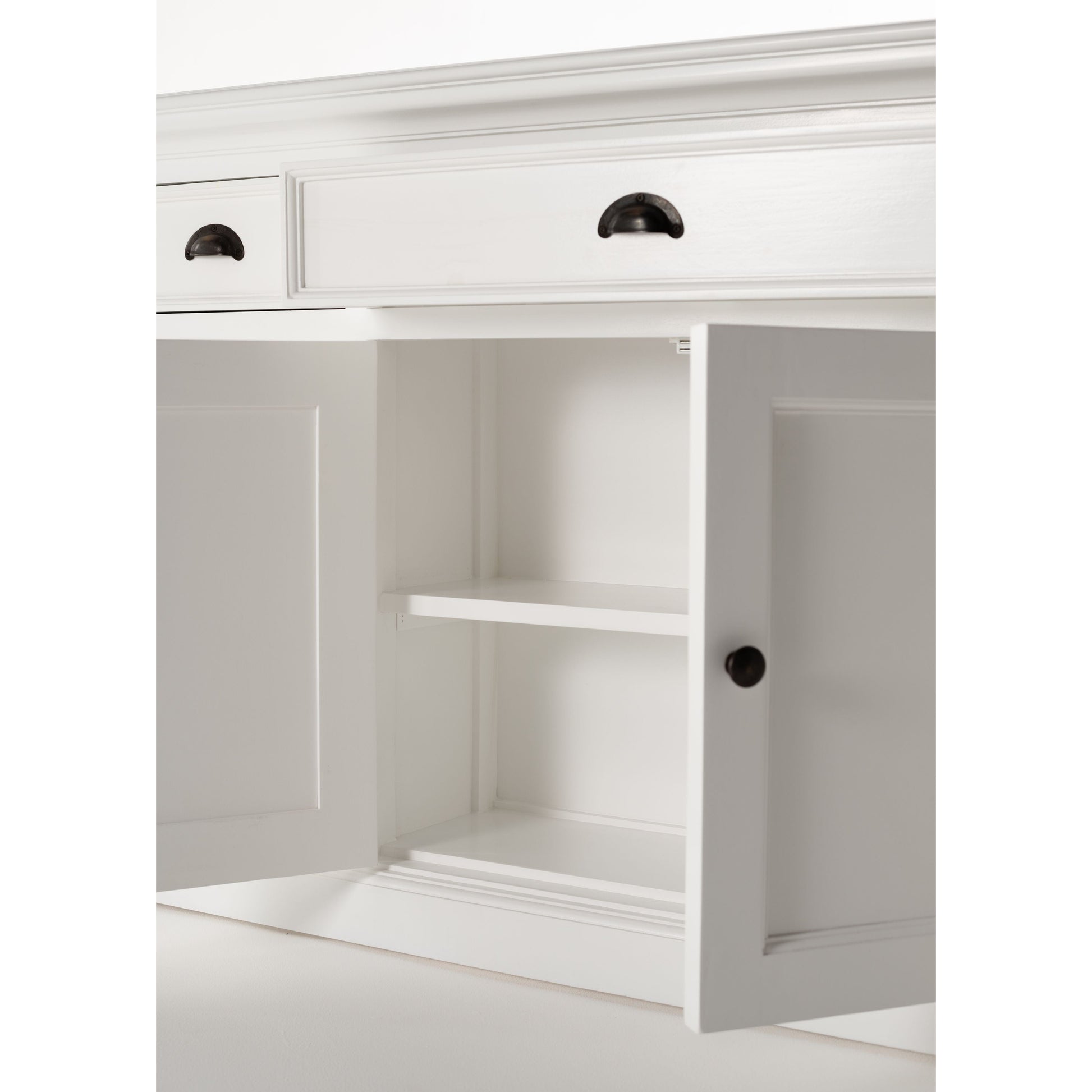 NovaSolo Halifax 65" Classic White Mahogany Buffet With 4 Doors & 3 Drawers