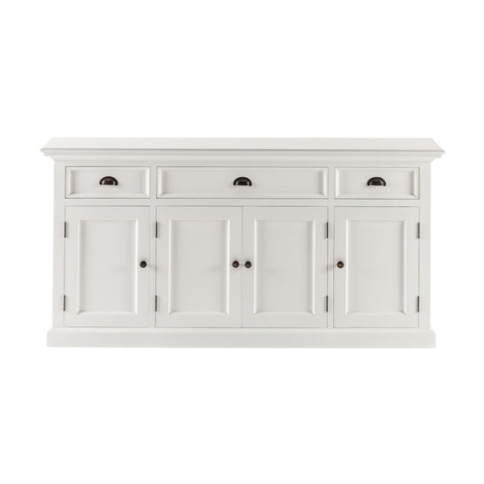 NovaSolo Halifax 65" Classic White Mahogany Buffet With 4 Doors & 3 Drawers