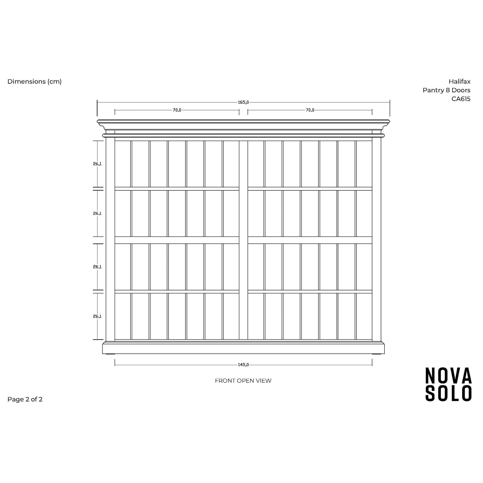 NovaSolo Halifax 65" Classic White Mahogany Display Cabinet With 8 Glass Doors