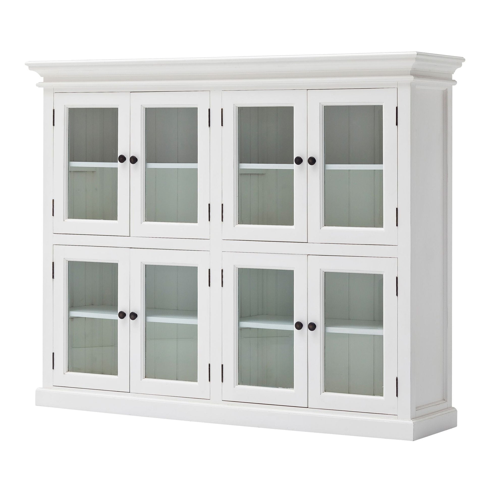 NovaSolo Halifax 65" Classic White Mahogany Display Cabinet With 8 Glass Doors