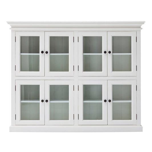 NovaSolo Halifax 65" Classic White Mahogany Display Cabinet With 8 Glass Doors