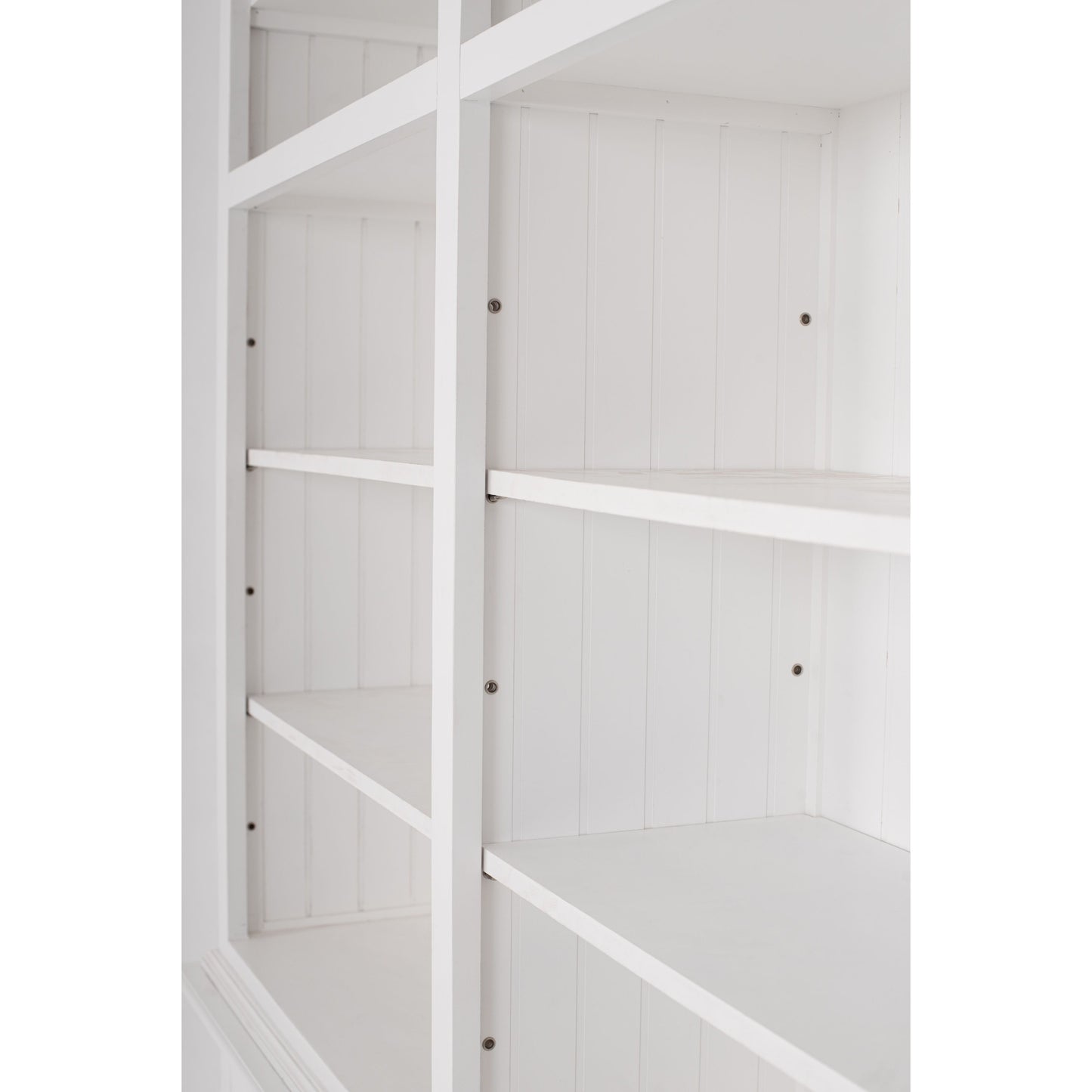 NovaSolo Halifax 65" Classic White Mahogany Double-Bay Hutch Cabinet With 4 Doors & 10 Shelves