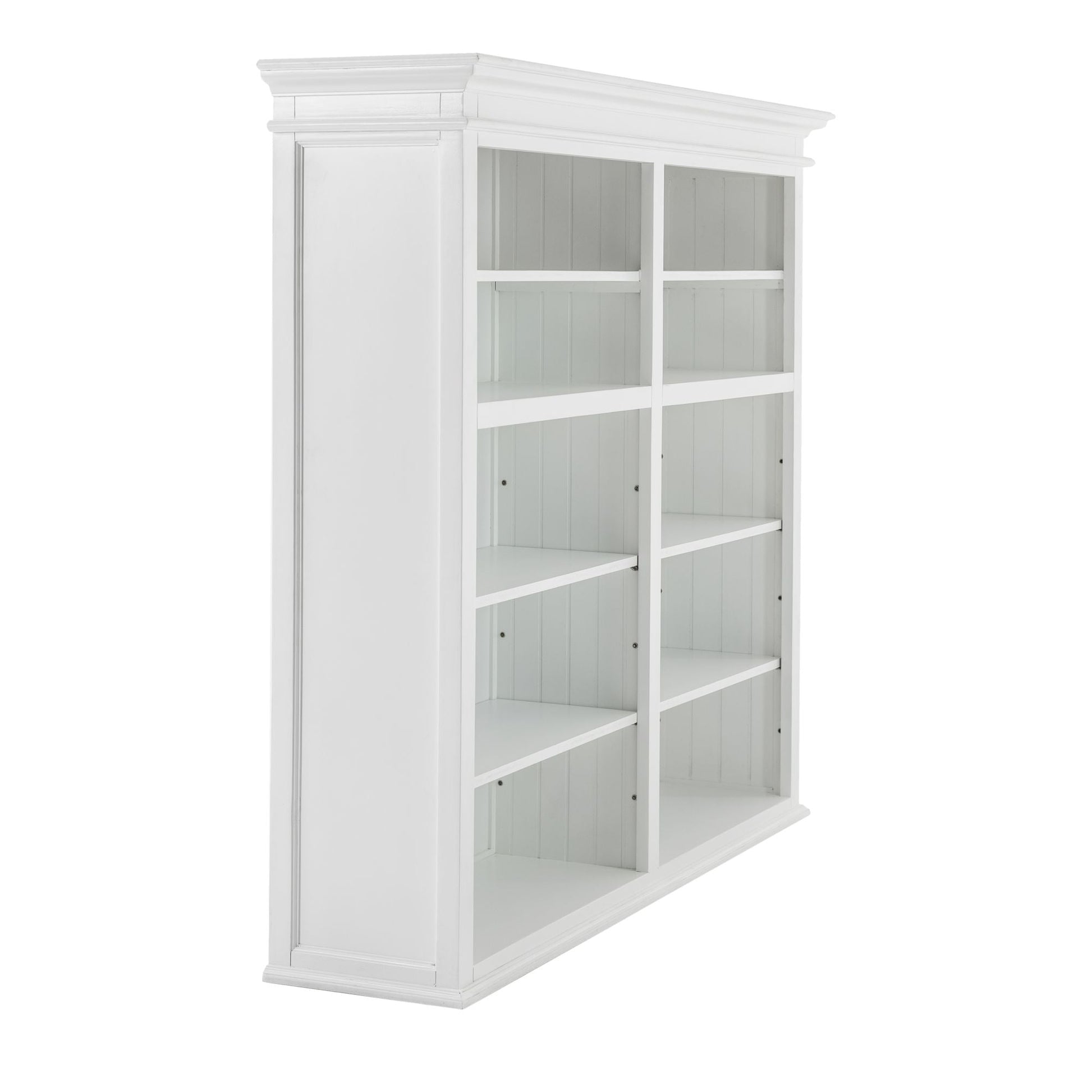 NovaSolo Halifax 65" Classic White Mahogany Double-Bay Hutch Cabinet With 4 Doors & 10 Shelves