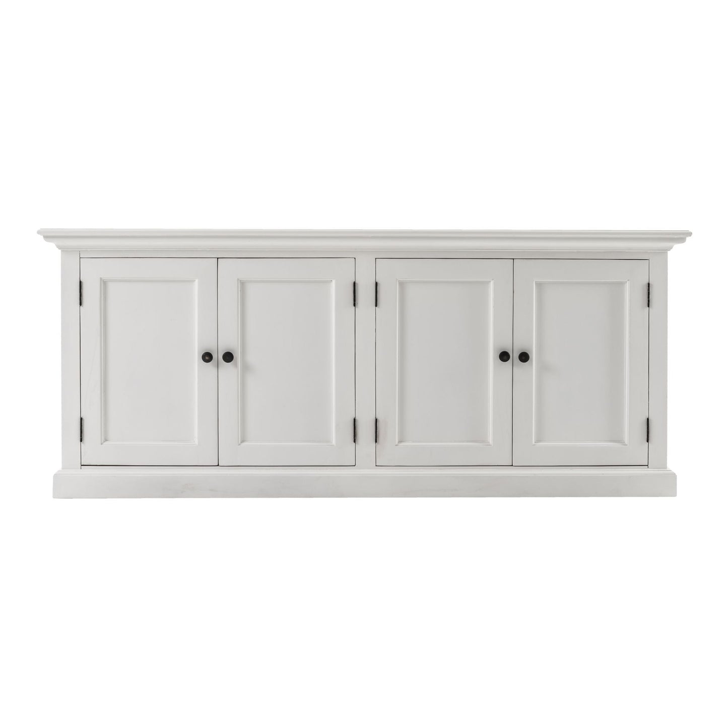 NovaSolo Halifax 65" Classic White Mahogany Double-Bay Hutch Cabinet With 4 Doors & 10 Shelves