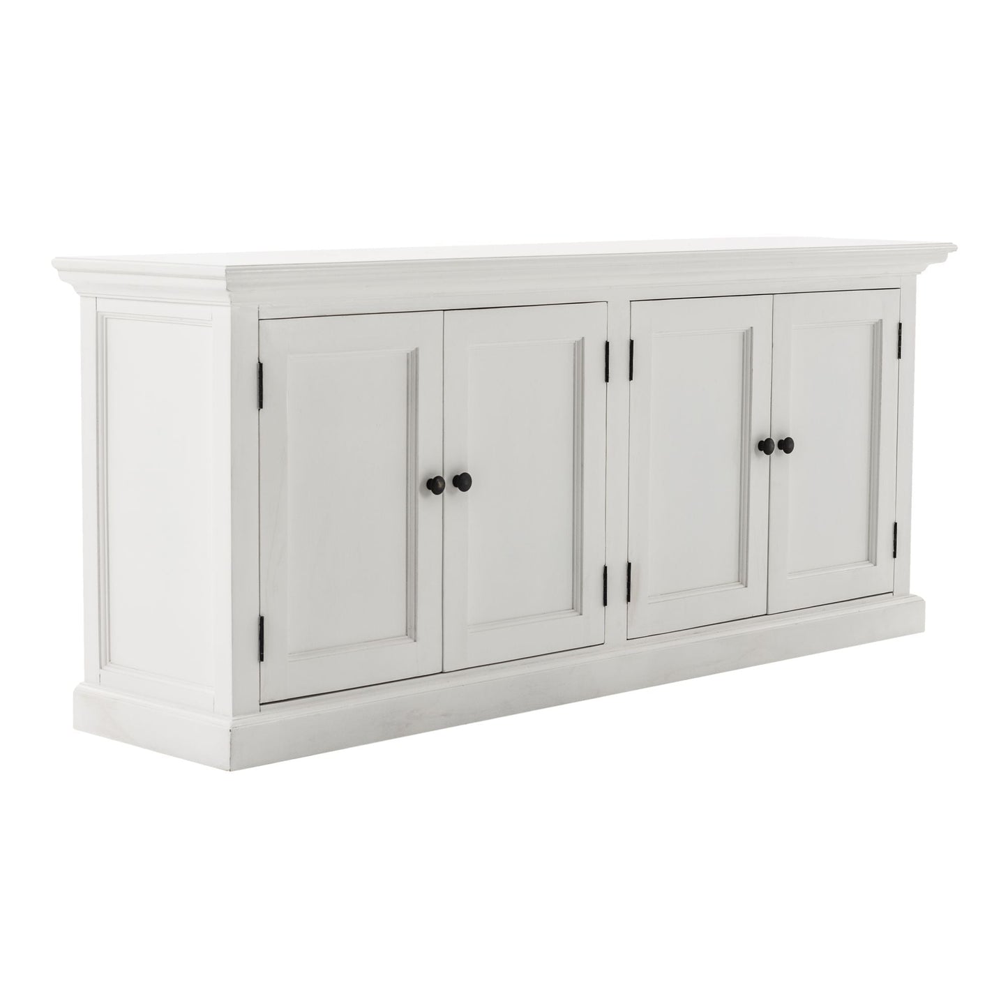 NovaSolo Halifax 65" Classic White Mahogany Double-Bay Hutch Cabinet With 4 Doors & 10 Shelves