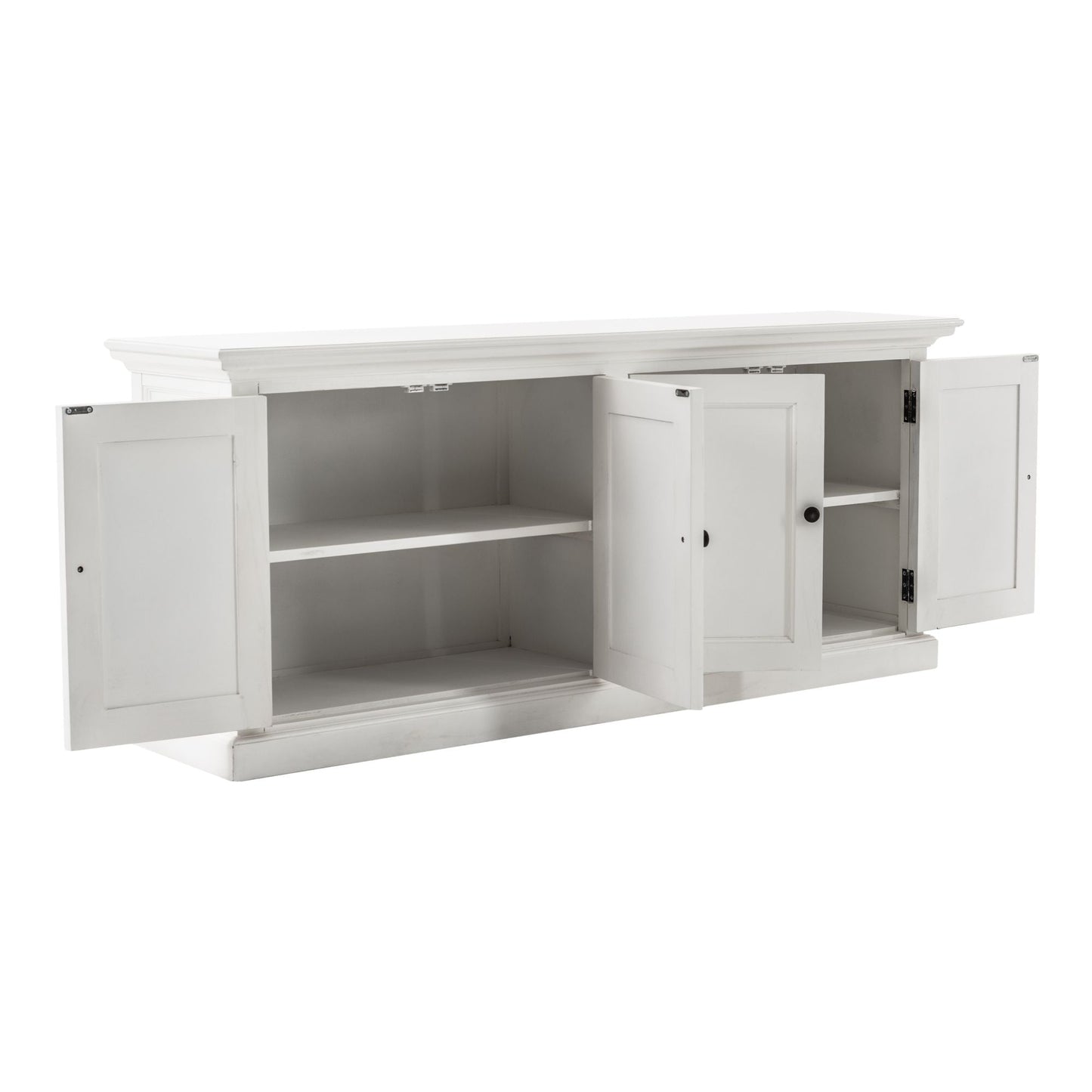 NovaSolo Halifax 65" Classic White Mahogany Double-Bay Hutch Cabinet With 4 Doors & 10 Shelves