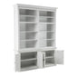 NovaSolo Halifax 65" Classic White Mahogany Double-Bay Hutch Cabinet With 4 Doors & 10 Shelves