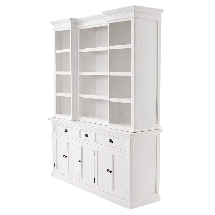 NovaSolo Halifax 71" Classic White Kitchen Hutch Cabinet With 5 Doors & 3 Drawers