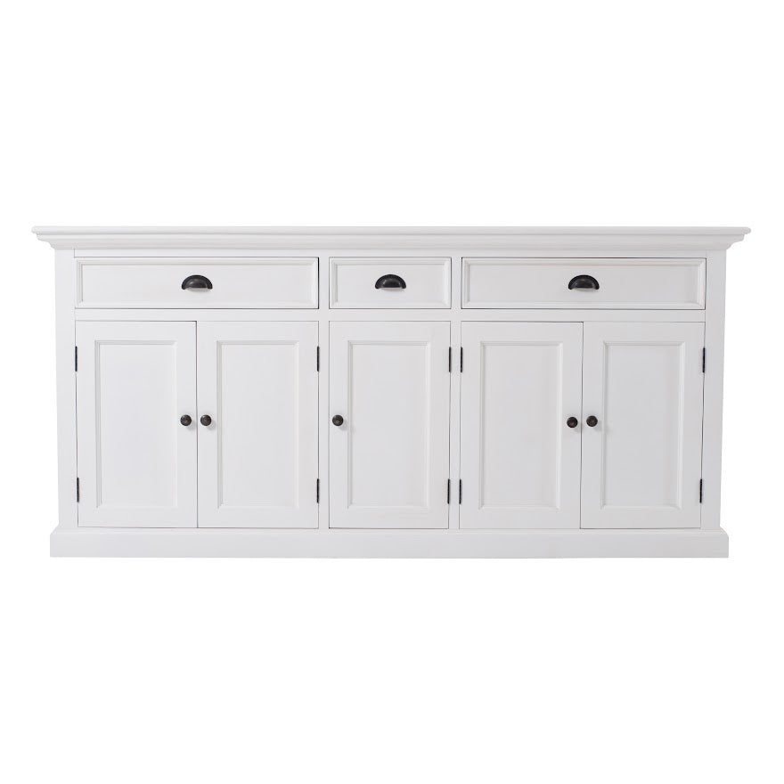 NovaSolo Halifax 71" Classic White Kitchen Hutch Cabinet With 5 Doors & 3 Drawers