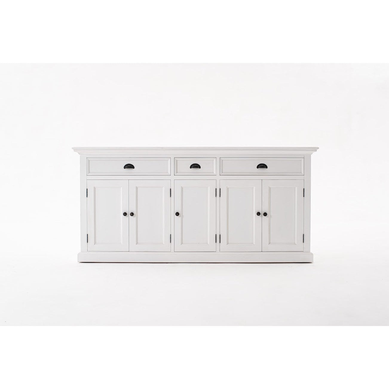 NovaSolo Halifax 71" Classic White Kitchen Hutch Cabinet With 5 Doors & 3 Drawers