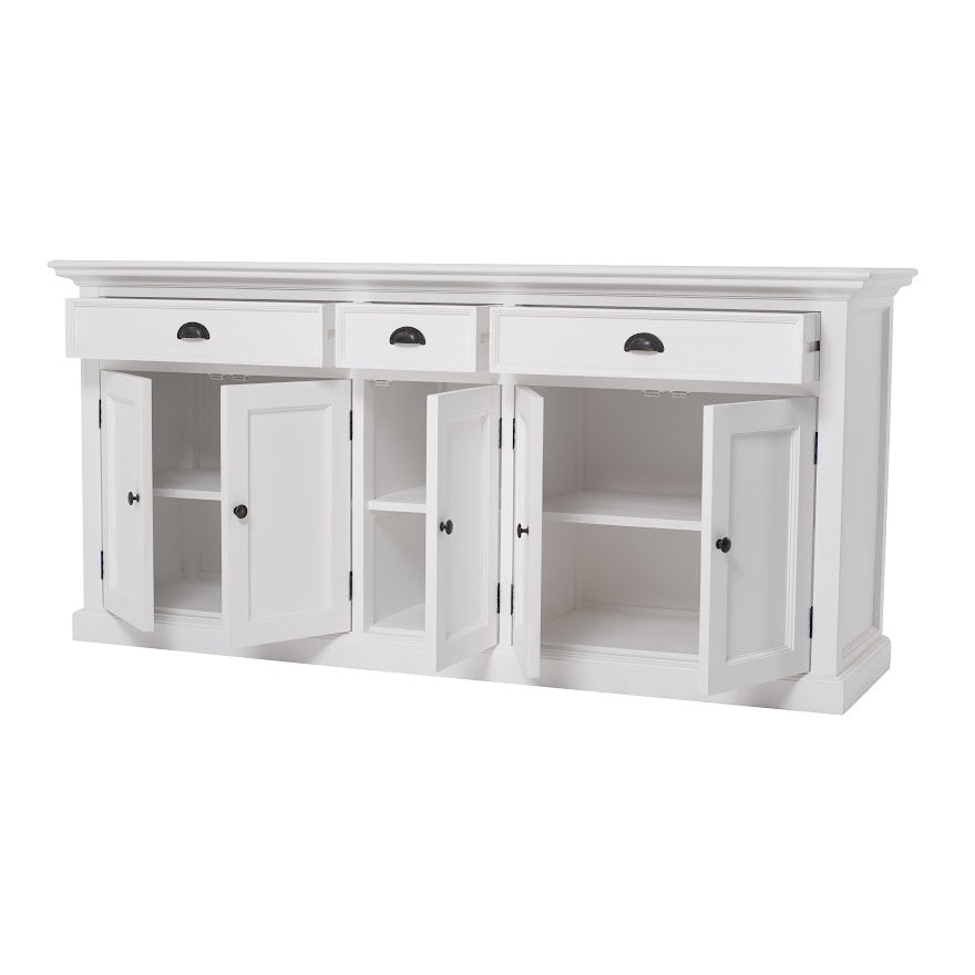 NovaSolo Halifax 71" Classic White Kitchen Hutch Cabinet With 5 Doors & 3 Drawers