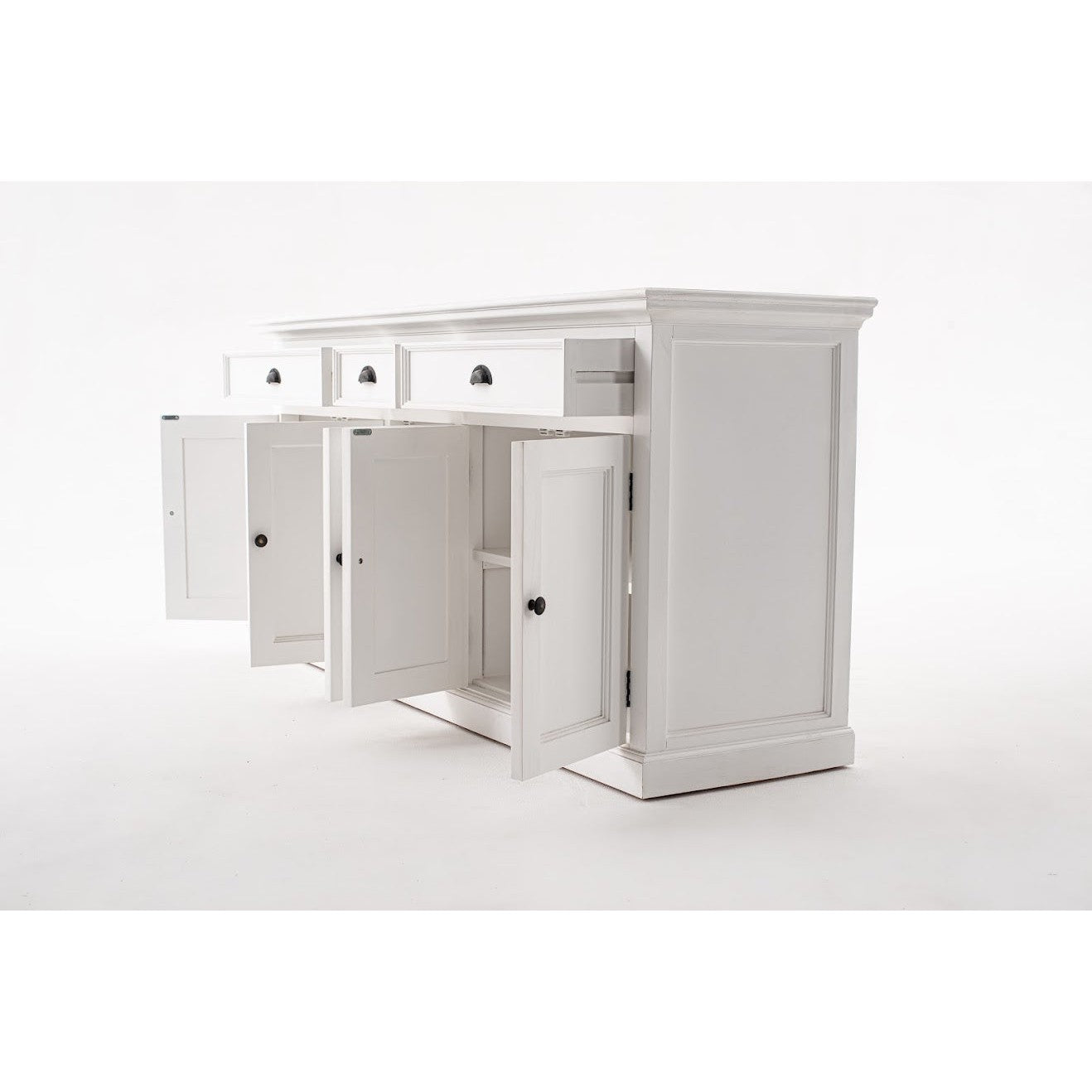 NovaSolo Halifax 71" Classic White Kitchen Hutch Cabinet With 5 Doors & 3 Drawers