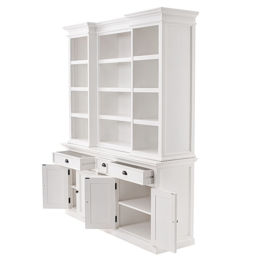 NovaSolo Halifax 71" Classic White Kitchen Hutch Cabinet With 5 Doors & 3 Drawers