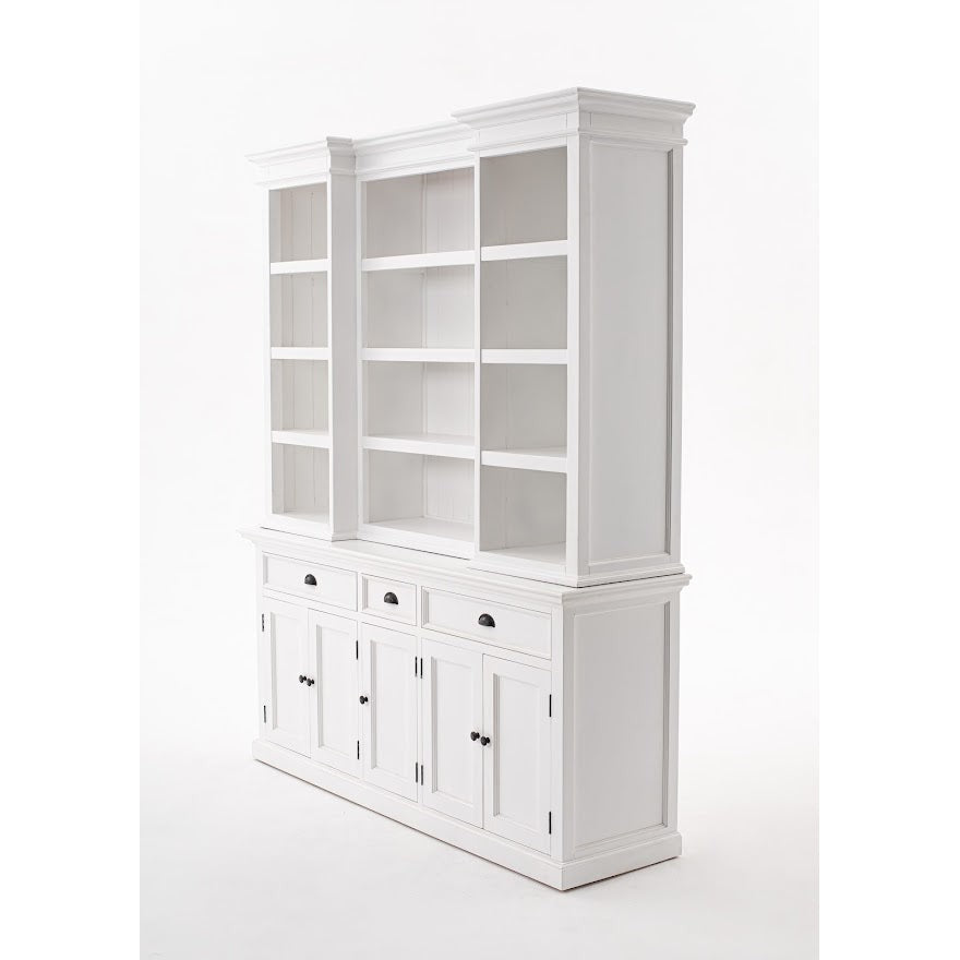 NovaSolo Halifax 71" Classic White Kitchen Hutch Cabinet With 5 Doors & 3 Drawers