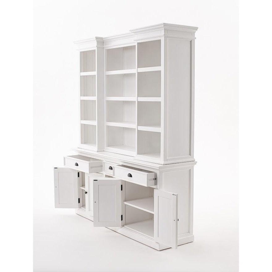 NovaSolo Halifax 71" Classic White Kitchen Hutch Cabinet With 5 Doors & 3 Drawers
