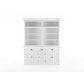 NovaSolo Halifax 71" Classic White Mahogany Bookcase Hutch Cabinet With 5 Doors & 8 Shelves