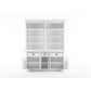 NovaSolo Halifax 71" Classic White Mahogany Bookcase Hutch Cabinet With 5 Doors & 8 Shelves