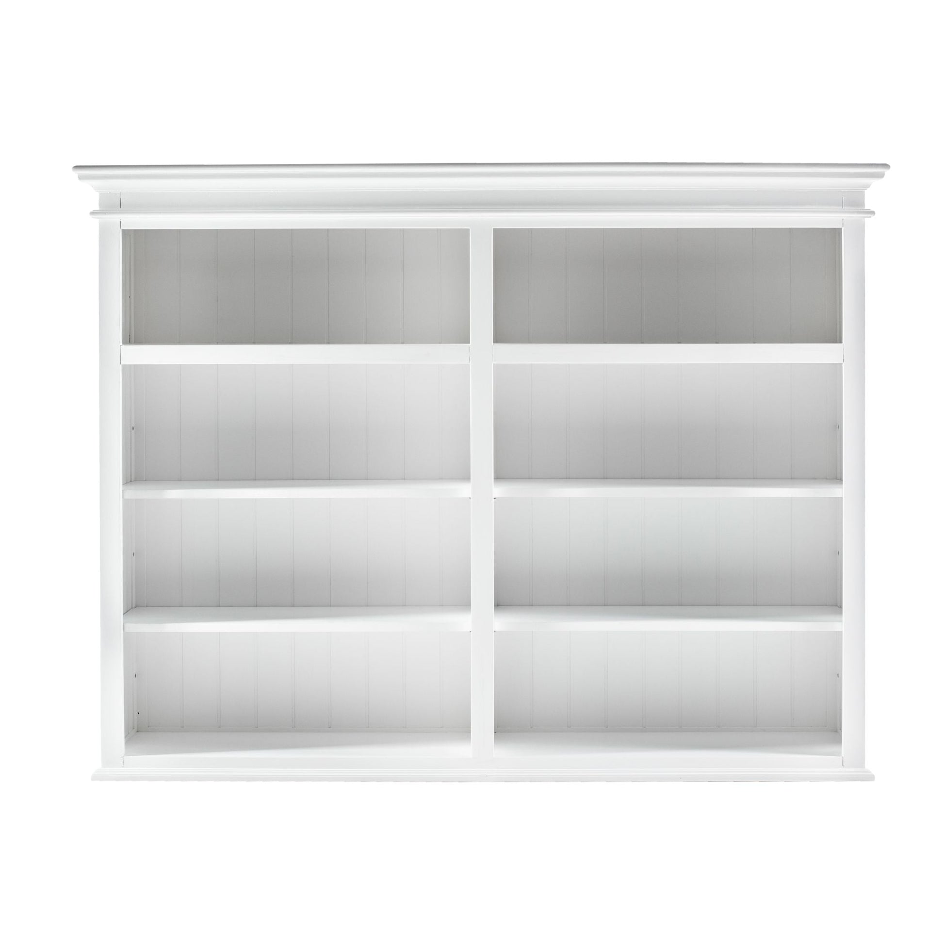 NovaSolo Halifax 71" Classic White Mahogany Bookcase Hutch Cabinet With 5 Doors & 8 Shelves