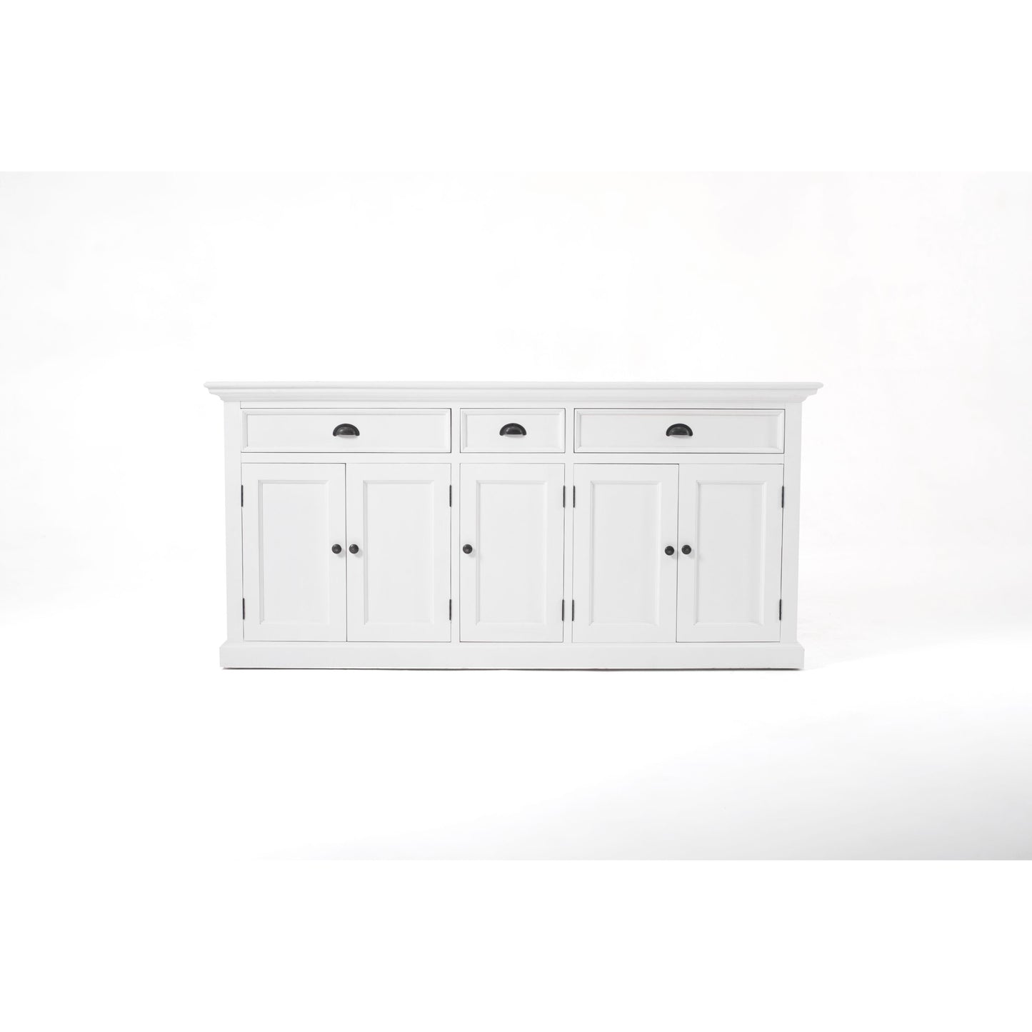 NovaSolo Halifax 71" Classic White Mahogany Bookcase Hutch Cabinet With 5 Doors & 8 Shelves