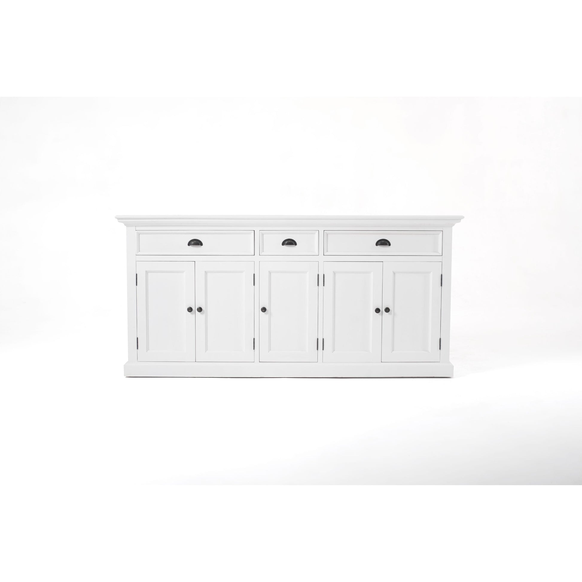 NovaSolo Halifax 71" Classic White Mahogany Bookcase Hutch Cabinet With 5 Doors & 8 Shelves