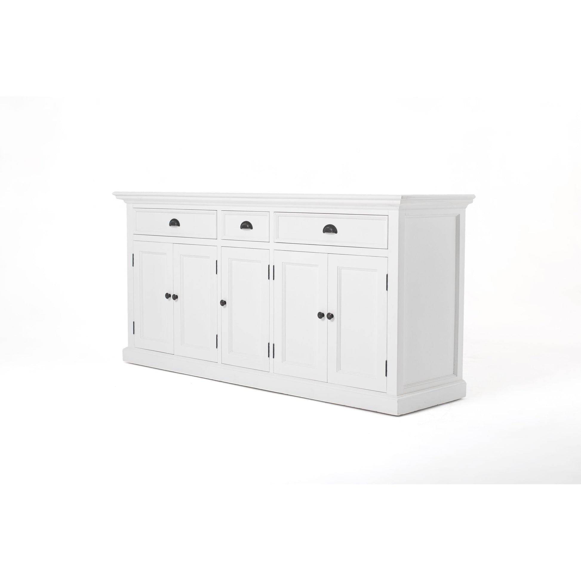 NovaSolo Halifax 71" Classic White Mahogany Bookcase Hutch Cabinet With 5 Doors & 8 Shelves