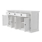 NovaSolo Halifax 71" Classic White Mahogany Bookcase Hutch Cabinet With 5 Doors & 8 Shelves