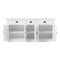 NovaSolo Halifax 71" Classic White Mahogany Bookcase Hutch Cabinet With 5 Doors & 8 Shelves