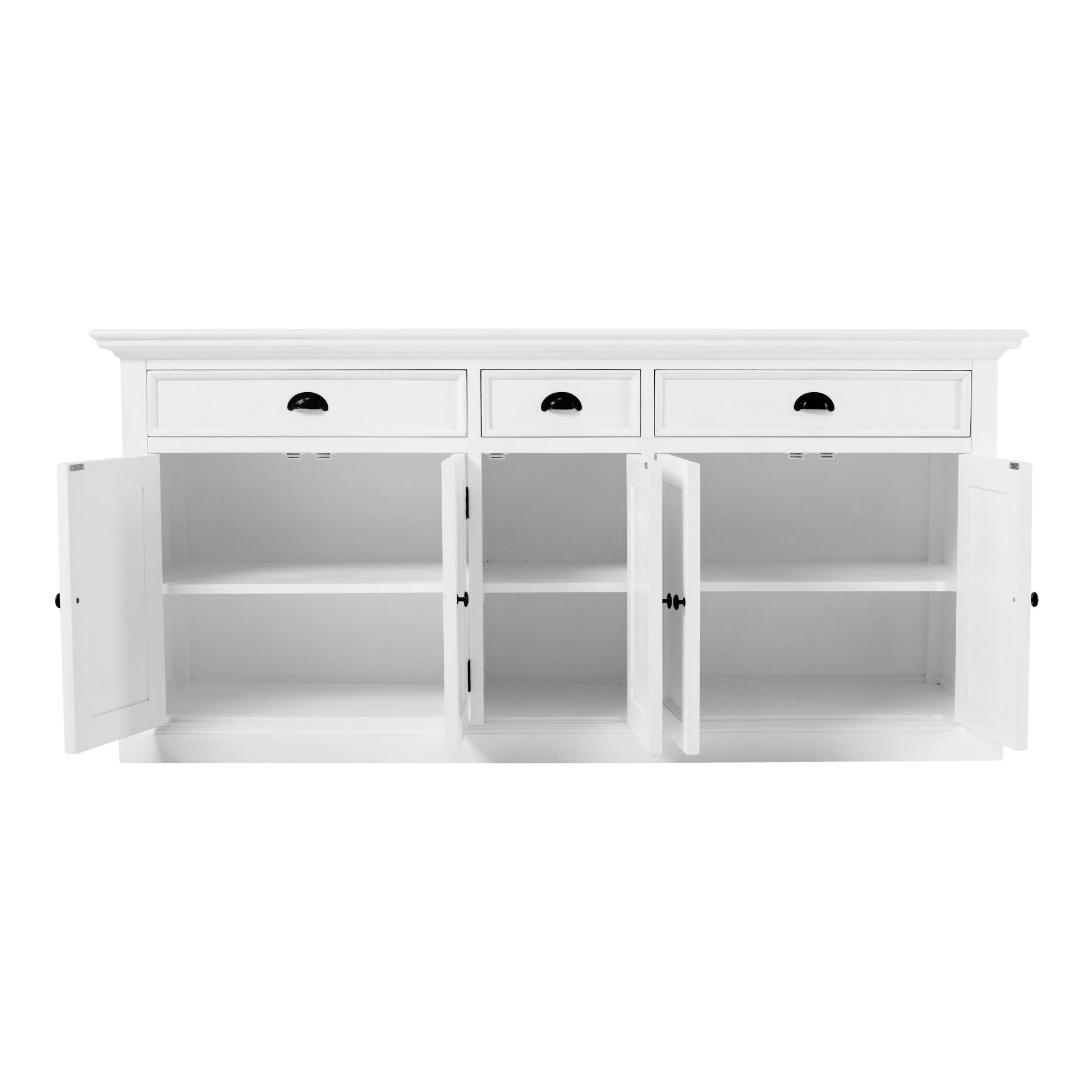 NovaSolo Halifax 71" Classic White Mahogany Bookcase Hutch Cabinet With 5 Doors & 8 Shelves