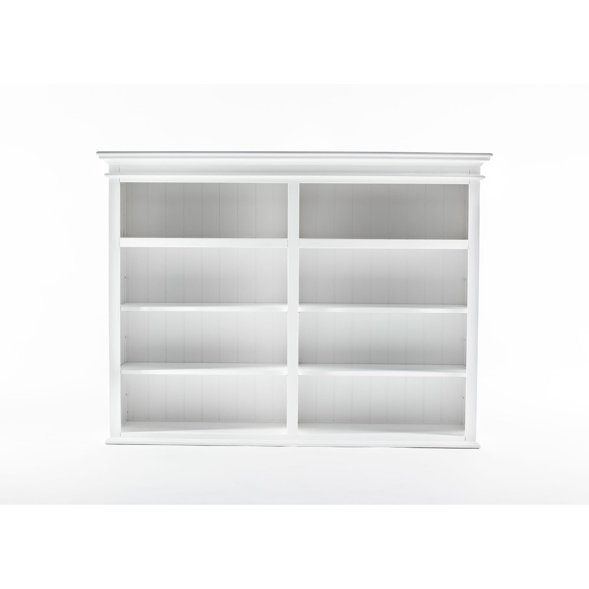 NovaSolo Halifax 71" Classic White Mahogany Bookcase Hutch Cabinet With 5 Doors & 8 Shelves