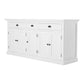 NovaSolo Halifax 71" Classic White Mahogany Bookcase Hutch Cabinet With 5 Doors & 8 Shelves