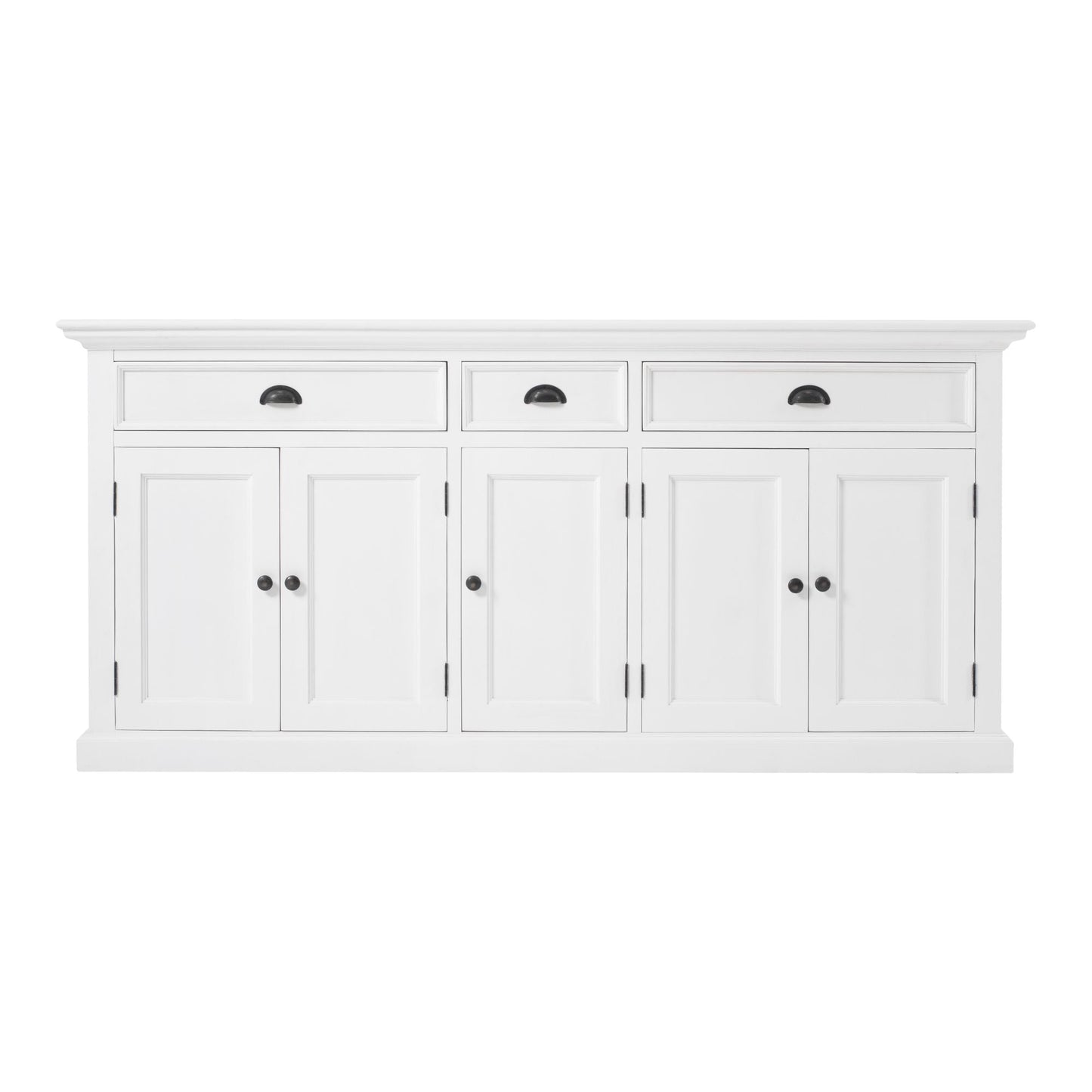 NovaSolo Halifax 71" Classic White Mahogany Bookcase Hutch Cabinet With 5 Doors & 8 Shelves