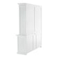 NovaSolo Halifax 71" Classic White Mahogany Bookcase Hutch Cabinet With 5 Doors & 8 Shelves