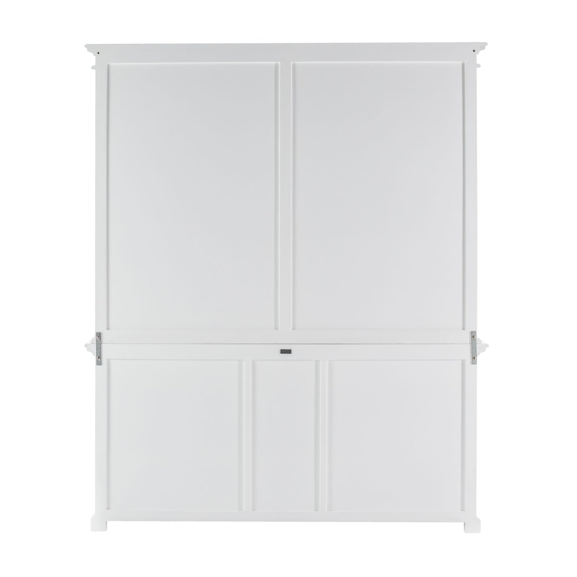 NovaSolo Halifax 71" Classic White Mahogany Bookcase Hutch Cabinet With 5 Doors & 8 Shelves