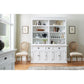 NovaSolo Halifax 71" Classic White Mahogany Bookcase Hutch Cabinet With 5 Doors & 8 Shelves