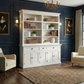 NovaSolo Halifax 71" Classic White Mahogany Bookcase Hutch Cabinet With 5 Doors & 8 Shelves