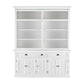 NovaSolo Halifax 71" Classic White Mahogany Bookcase Hutch Cabinet With 5 Doors & 8 Shelves