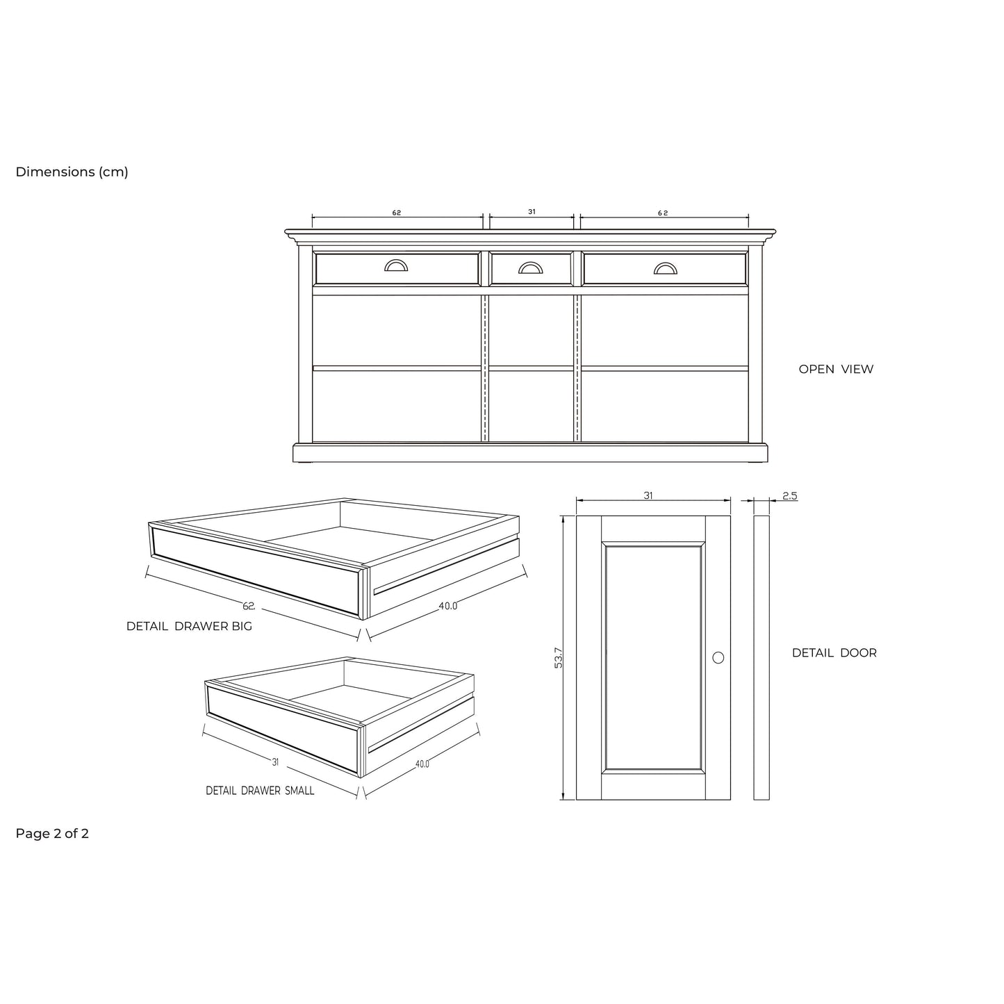 NovaSolo Halifax 71" Classic White Mahogany Buffet With 5 Doors & 3 Drawers