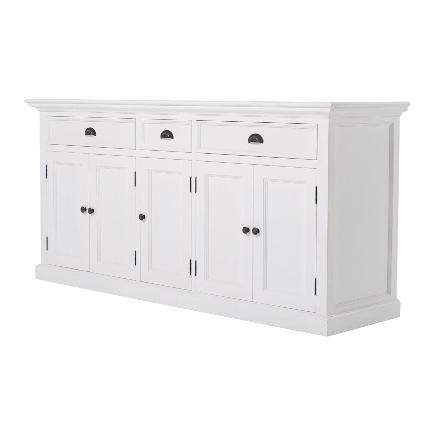 NovaSolo Halifax 71" Classic White Mahogany Buffet With 5 Doors & 3 Drawers