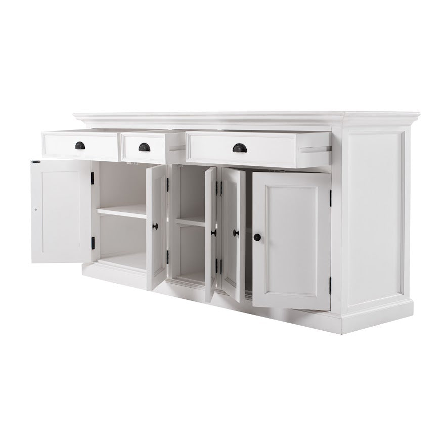 NovaSolo Halifax 71" Classic White Mahogany Buffet With 5 Doors & 3 Drawers