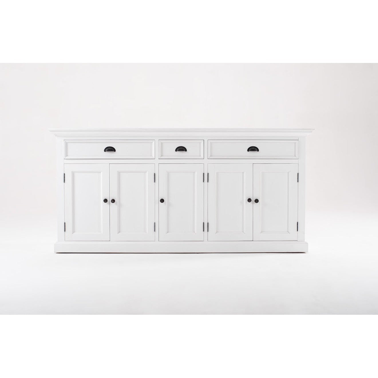 NovaSolo Halifax 71" Classic White Mahogany Buffet With 5 Doors & 3 Drawers