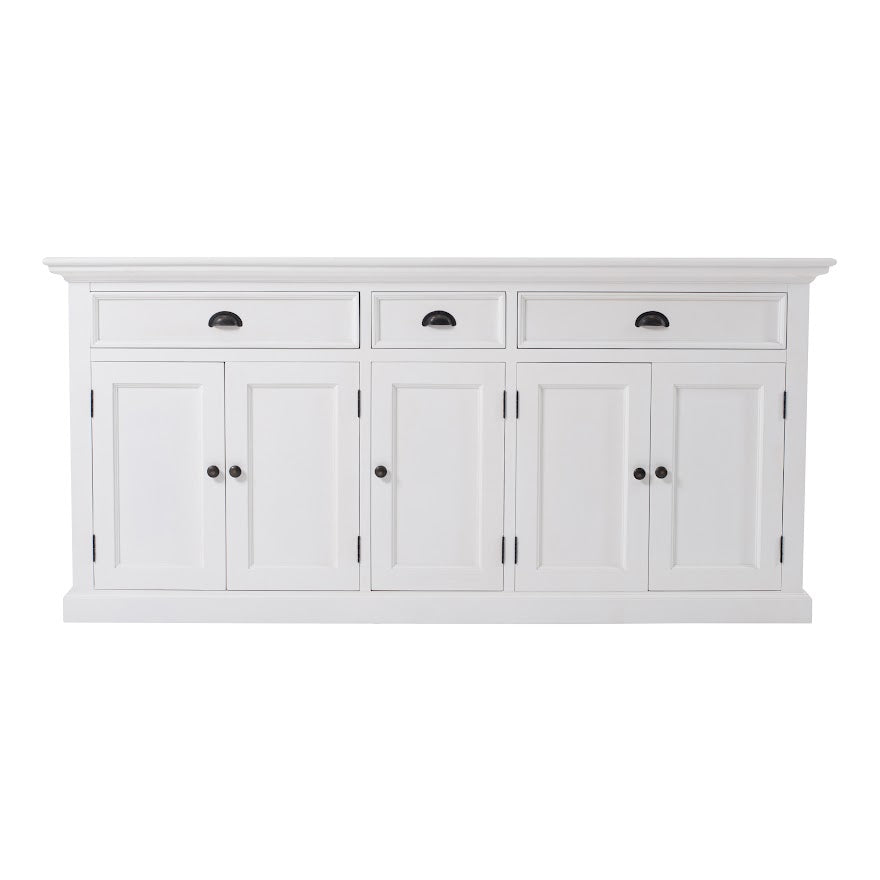 NovaSolo Halifax 71" Classic White Mahogany Buffet With 5 Doors & 3 Drawers