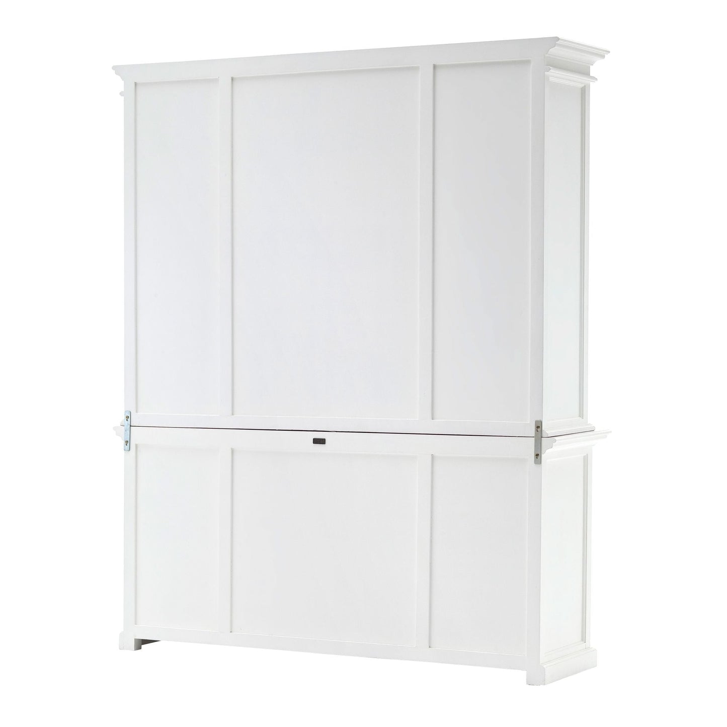 NovaSolo Halifax 71" Classic White Mahogany Library Hutch Cabinet With 4 Rattan Baskets