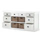 NovaSolo Halifax 71" Classic White Mahogany Library Hutch Cabinet With 4 Rattan Baskets