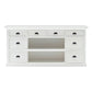 NovaSolo Halifax 71" Classic White Mahogany Library Hutch Cabinet With 4 Rattan Baskets