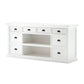 NovaSolo Halifax 71" Classic White Mahogany Library Hutch Cabinet With 4 Rattan Baskets