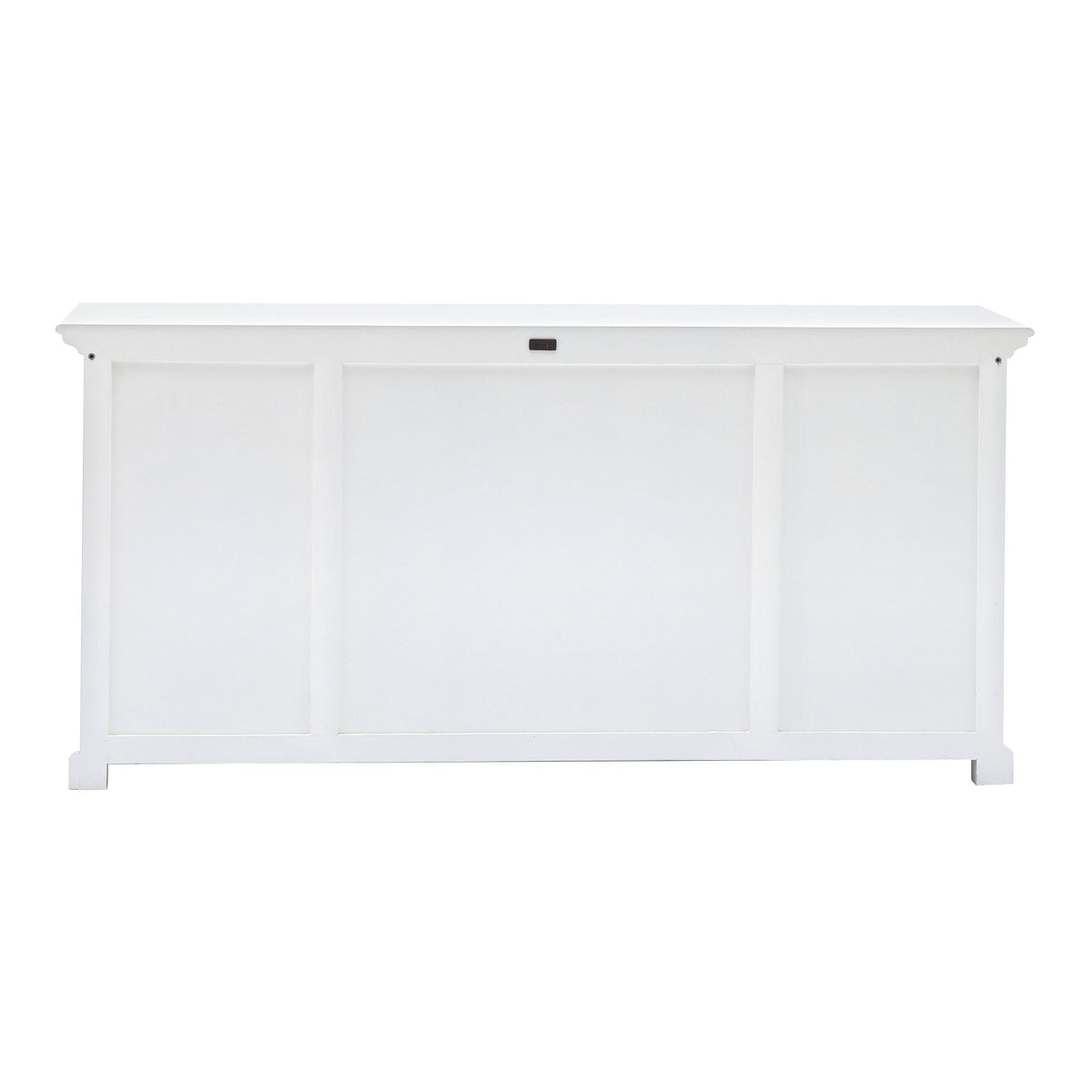 NovaSolo Halifax 71" Classic White Mahogany Library Hutch Cabinet With 4 Rattan Baskets