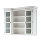 NovaSolo Halifax 71" Classic White Mahogany Library Hutch Cabinet With 4 Rattan Baskets