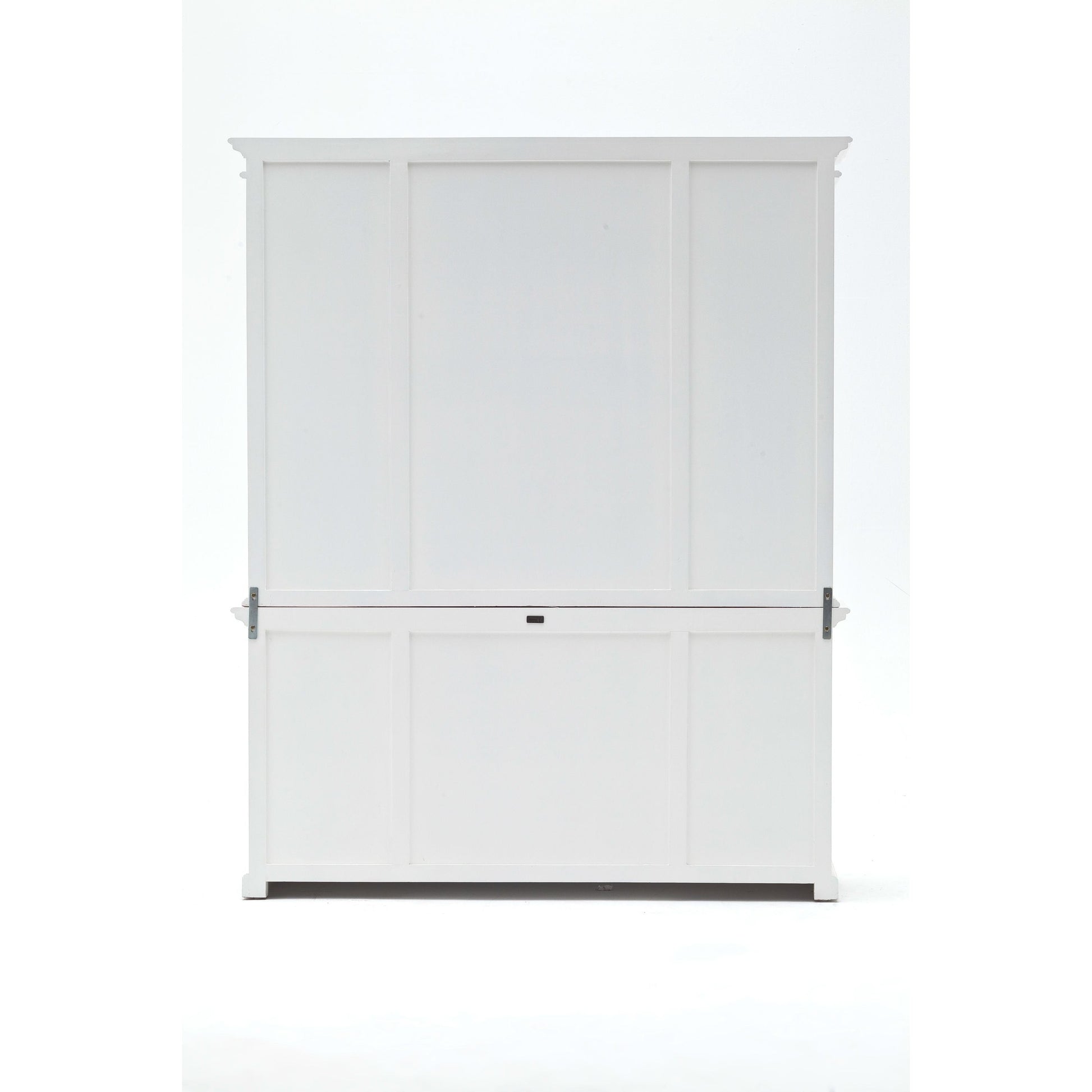 NovaSolo Halifax 71" Classic White Mahogany Library Hutch Cabinet With 4 Rattan Baskets